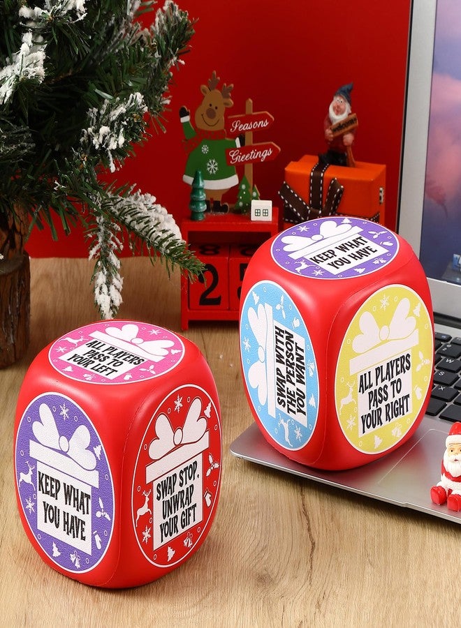 MiniInflat 4 Pcs Exchange Dice, 4 * 4inch Santa Swap Gift Exchange Dice for Adults Xmas Family Team Building Office White Elephant Friendship Christmas - Image 4